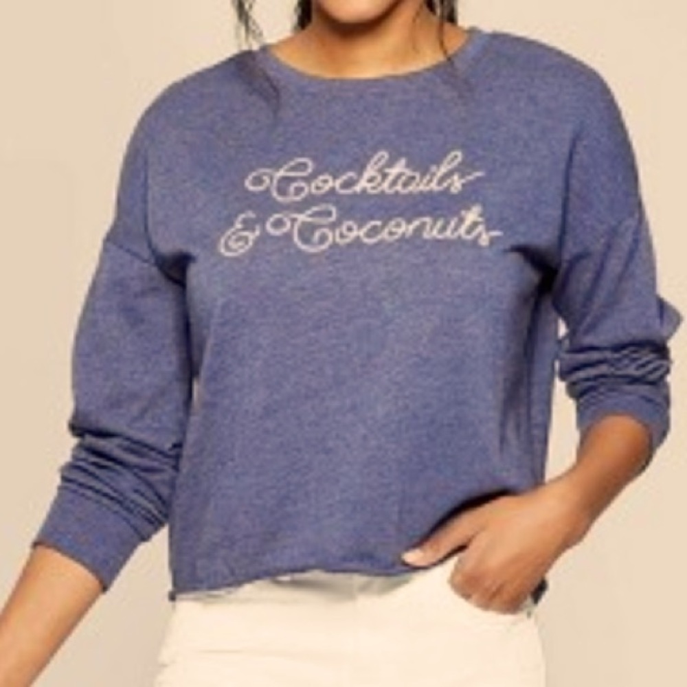 LONG SLEEVE CHARCOAL BLUE COCKTAILS & COCONUTS SWEATSHIRT ZOE + LIV SZ Large